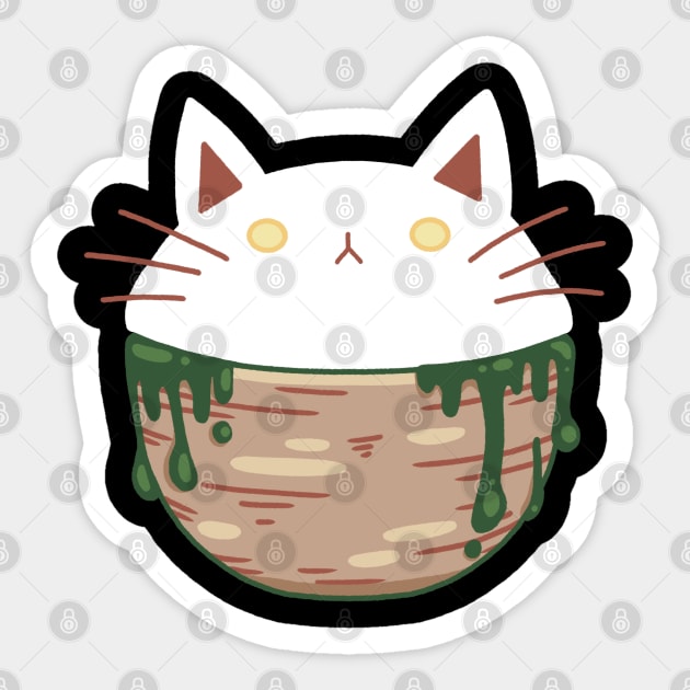 Kawaii „Green Tea Cat“ Design | Cute Illustration Green Tea Lover | Cat Lover Gift | Illustration by Atelier Serakara Sticker by Atelier Serakara